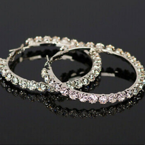 925 Silver Luxury Hoop Earrings - Picture 2 of 6